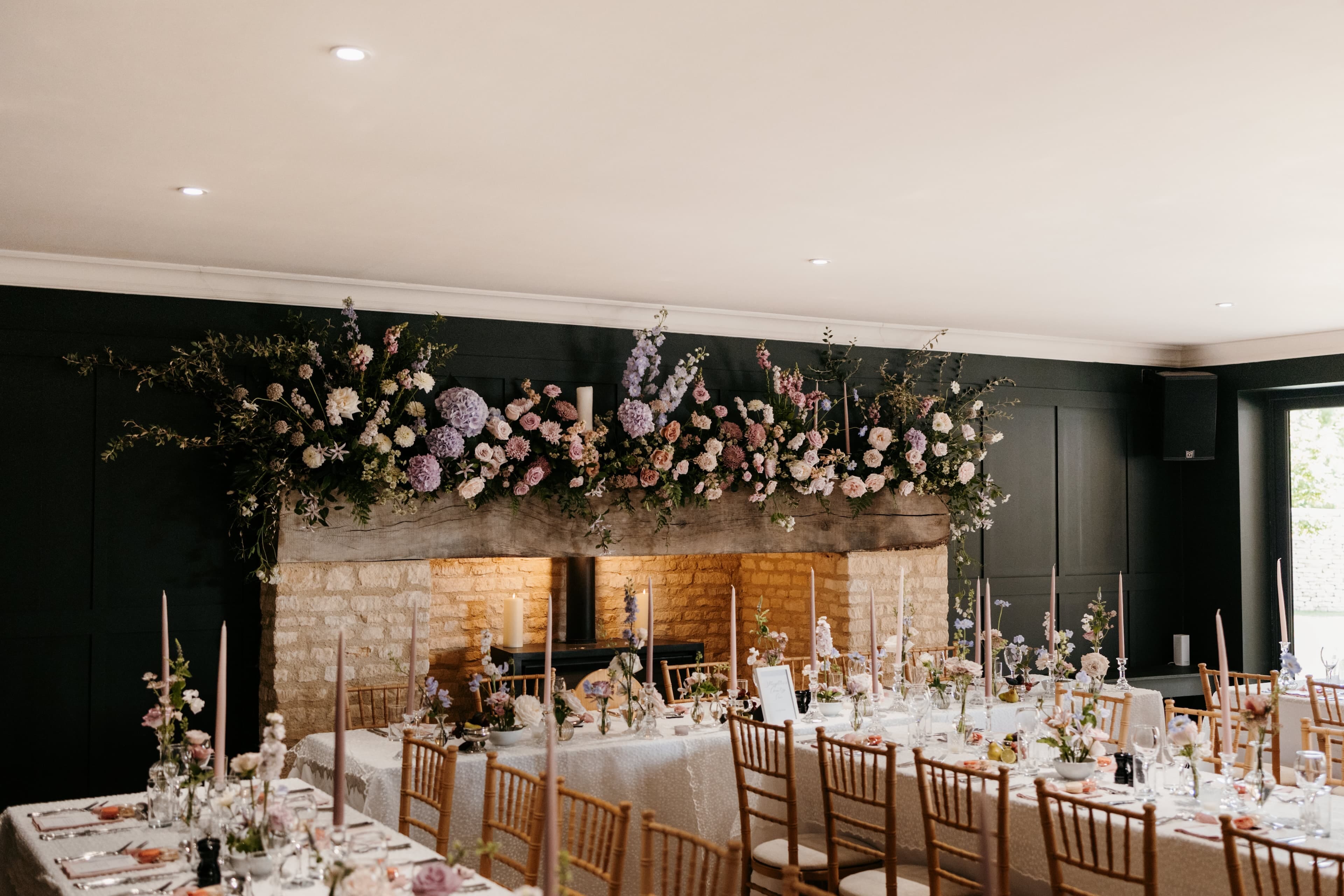 dining room with flowers